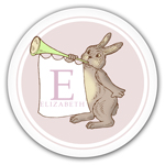 Name Doodles - Personalized Melamine Plates (Whimsical Rabbit Pink) (WAF-P5P)